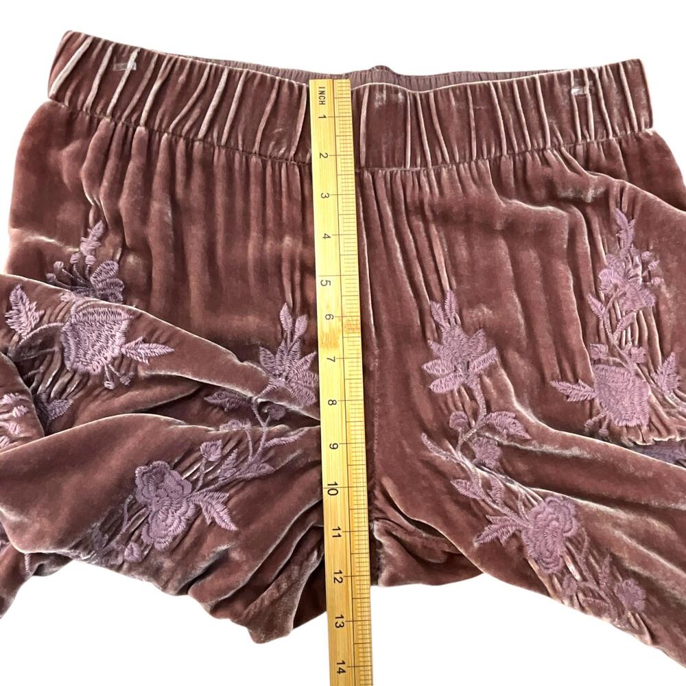 JW Los Angeles Johnny Was Renee Velvet Palazzo Pants Womens S Mauve Side Slits - Picture 9 of 11